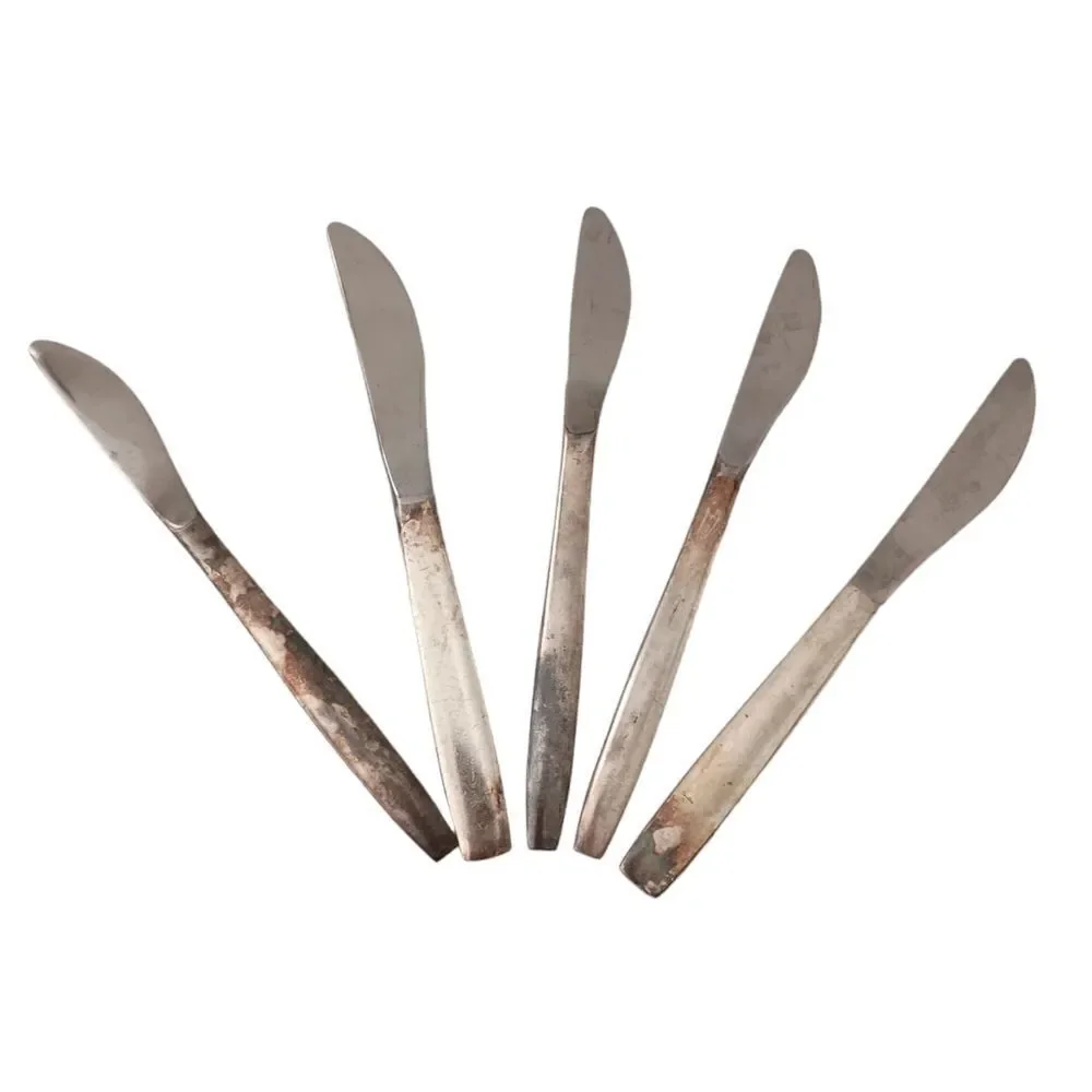 Vintage United‎ Airlines Knives Knife Lot x 5 Silver Plate Flatware Silverware.